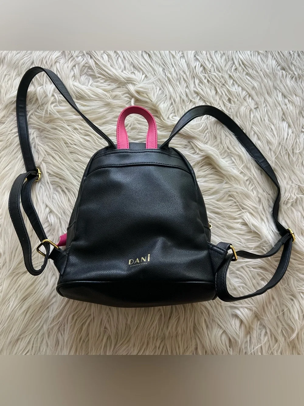 Dani by Danielle Nicole Disney Minnie Mouse Gold Polka Dot Mini Black Backpack - Picture 4 of 8